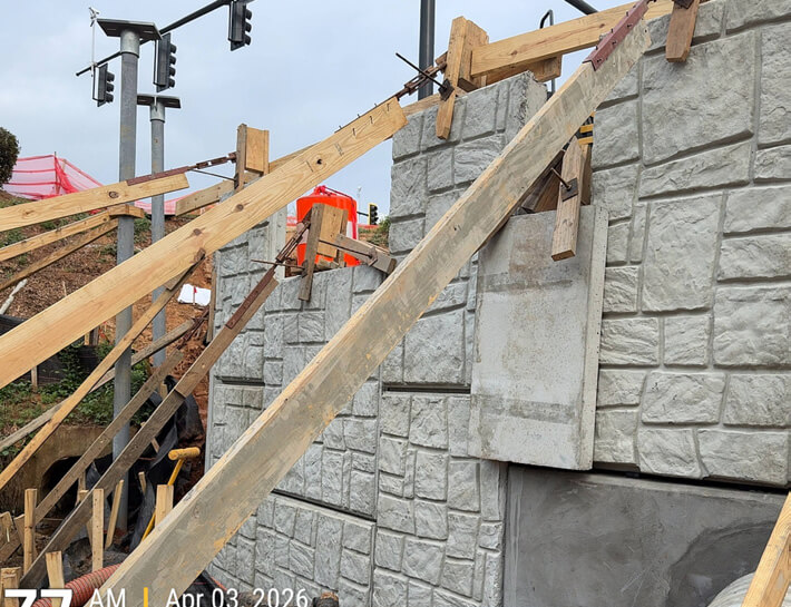 installation of retaining walls