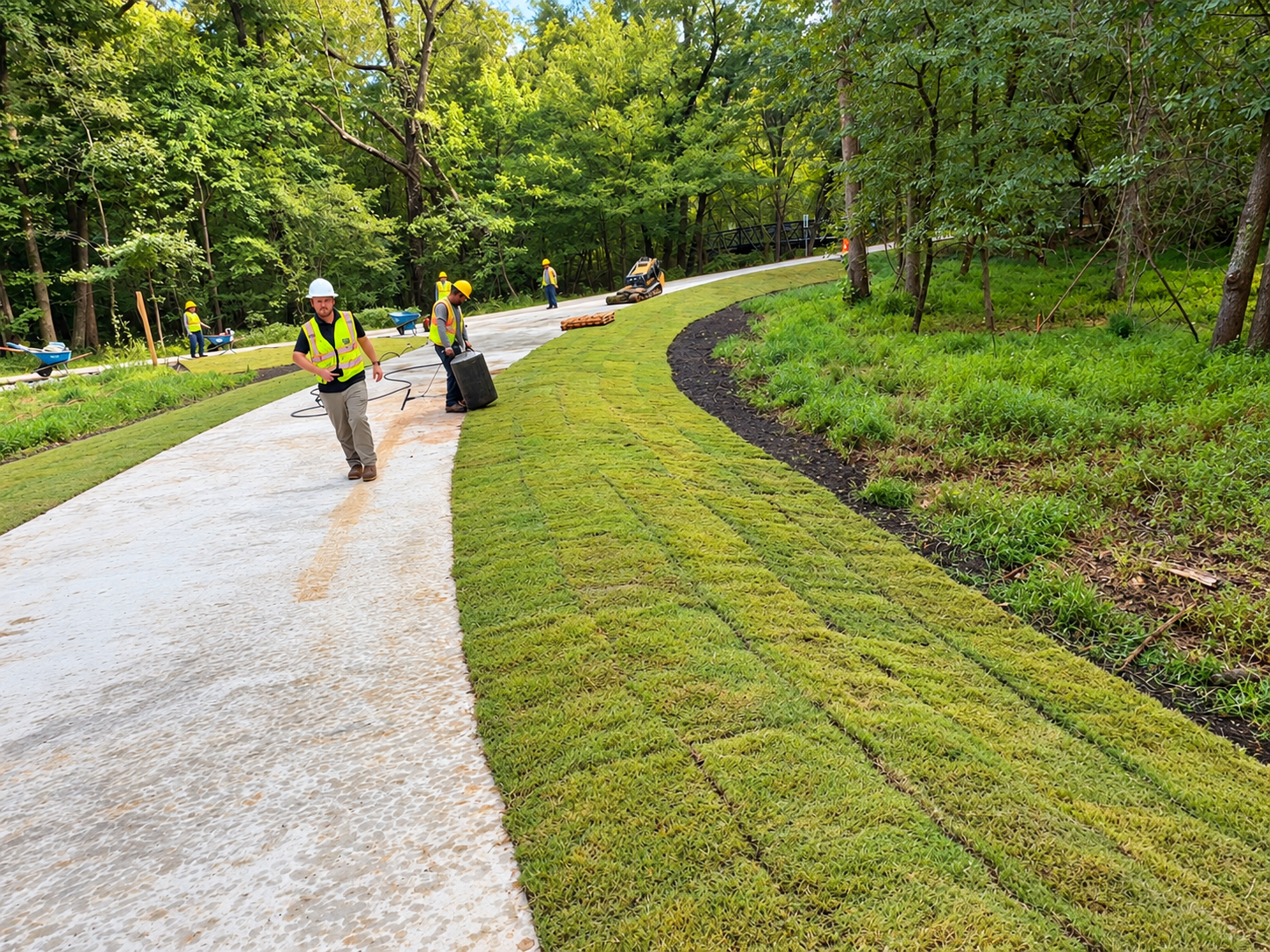 Permanent grass installation at Encore Greenway Park